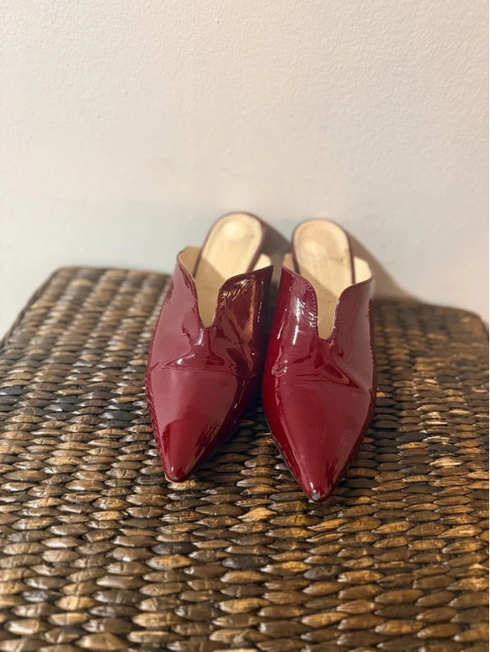 Napoleoni Ruby Red Patent Leather Pointed Toe Mules